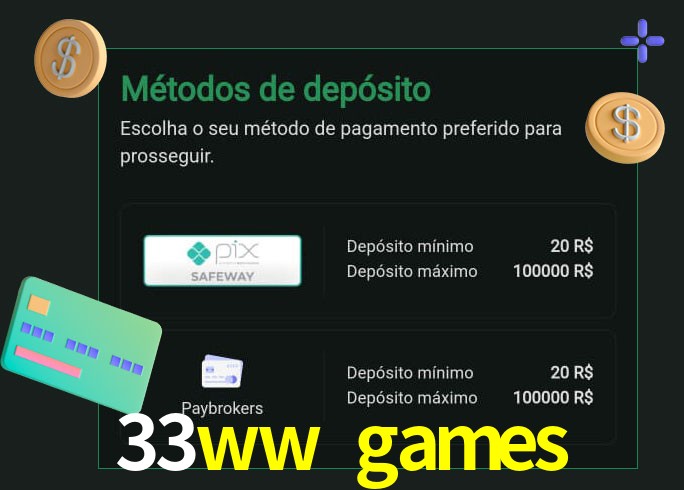 O cassino 33ww games oferece uma grande variedade de métodos de pagamento